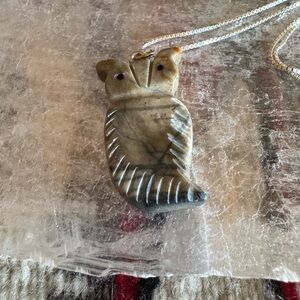 Hand Carved Owl Pendant By DWAYNE TURPIN 16” SS Chain Native American USA